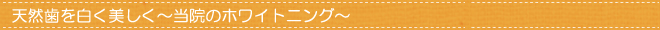 天然歯を白く美しく～当院のホワイトニング～